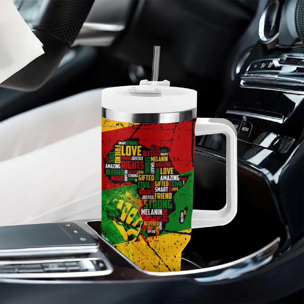 Black History Month Africa Tumbler With Handle Strength Love and Justice Typography DT02