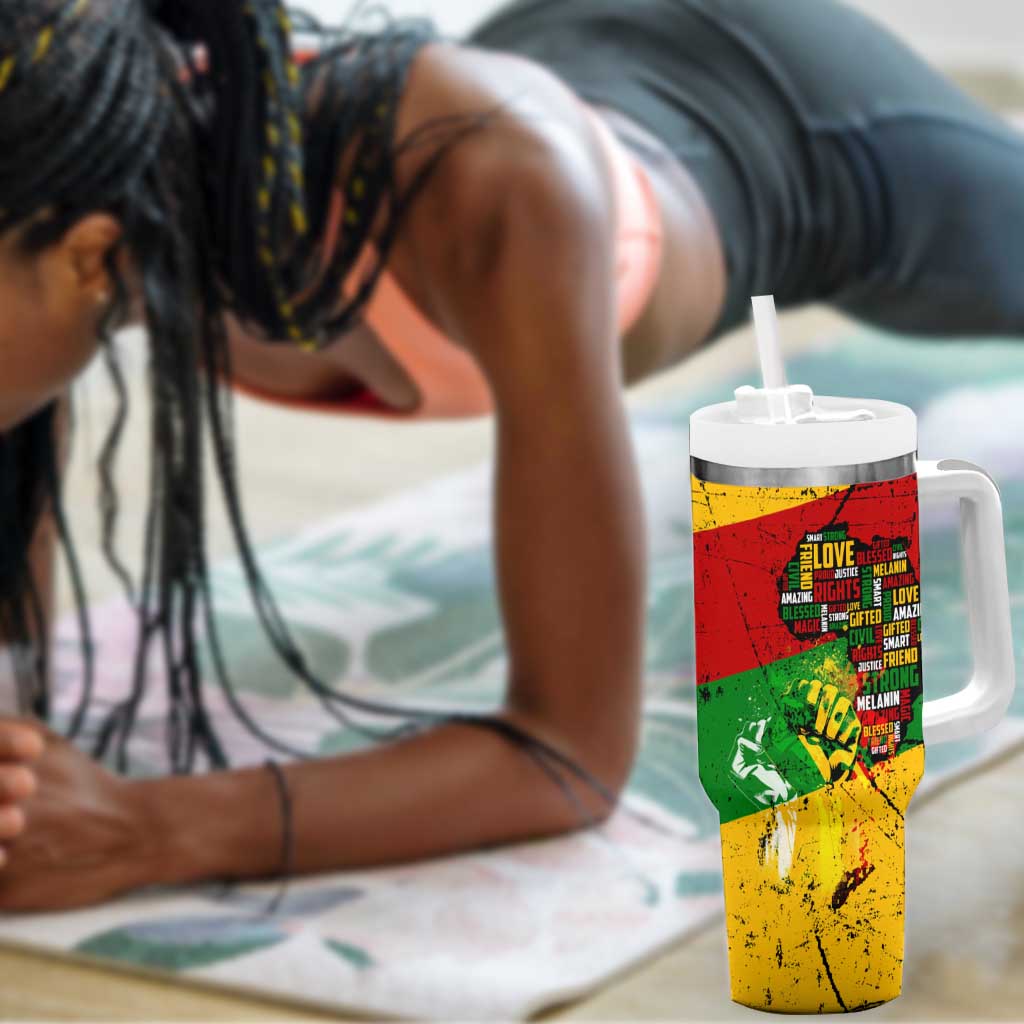 Black History Month Africa Tumbler With Handle Strength Love and Justice Typography DT02
