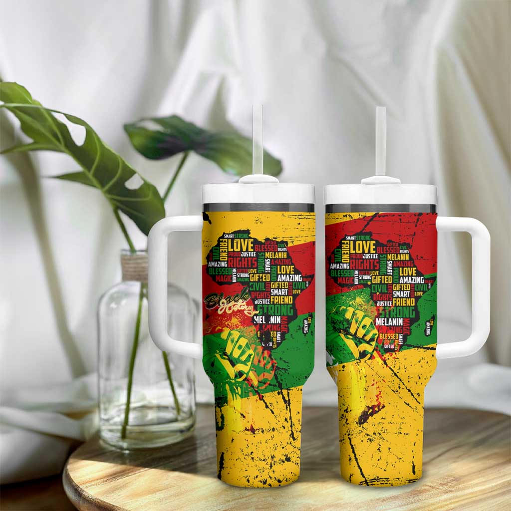 Black History Month Africa Tumbler With Handle Strength Love and Justice Typography DT02