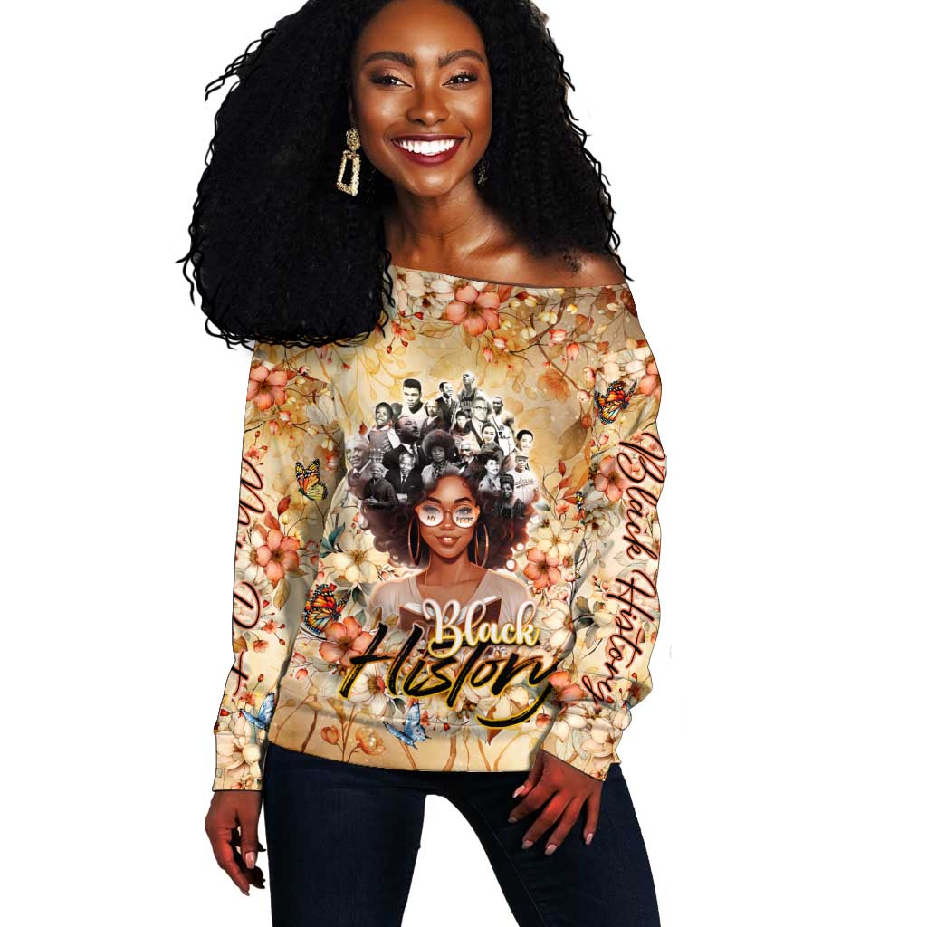 African Women Black History Off Shoulder Sweater Civil Rights Leaders My Roots DT02