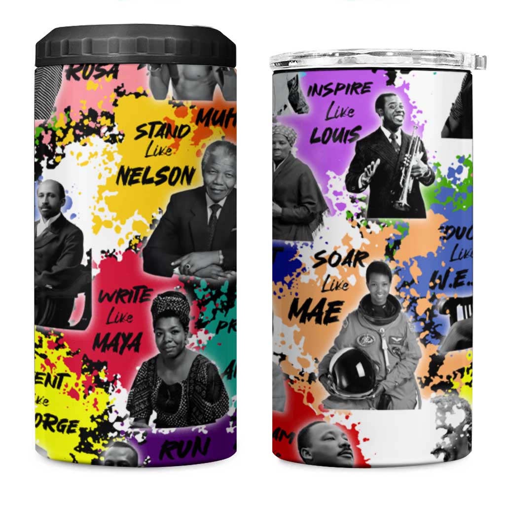 Black History Month African American 4 in 1 Can Cooler Tumbler Paint Splashes DT02