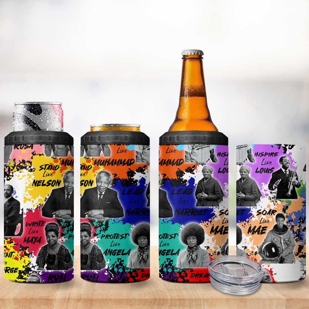 Black History Month African American 4 in 1 Can Cooler Tumbler Paint Splashes DT02