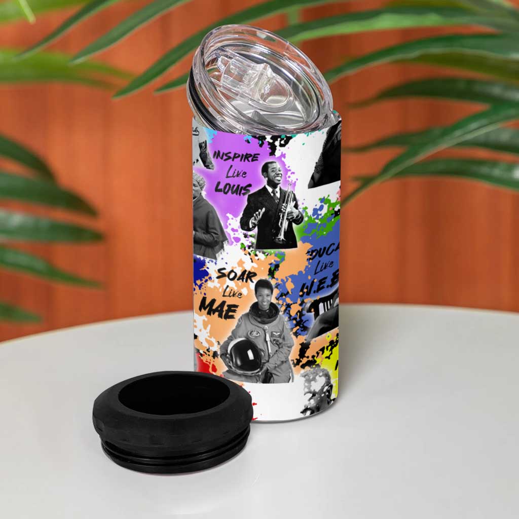Black History Month African American 4 in 1 Can Cooler Tumbler Paint Splashes DT02
