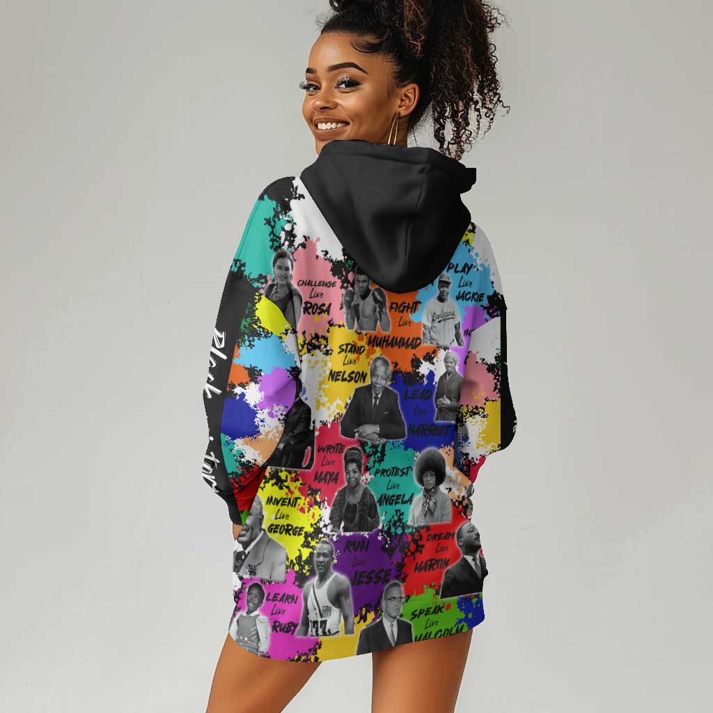 Black History Month African American Hoodie Dress Paint Splashes DT02