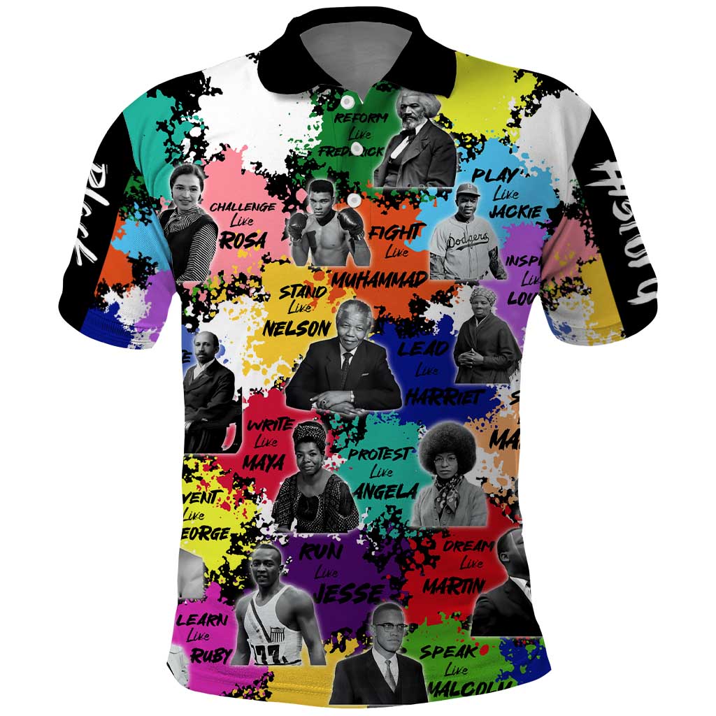 Black History Month Polo Shirt African American Paint Splashes DT02