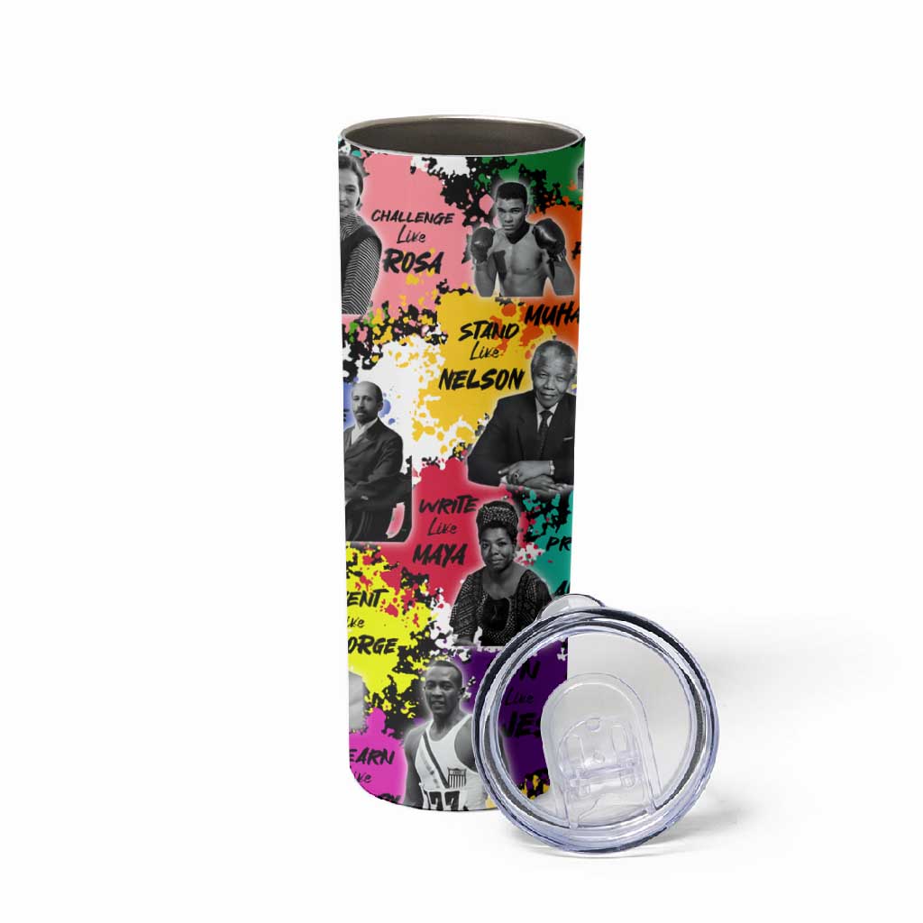 Black History Month African American Skinny Tumbler Paint Splashes DT02