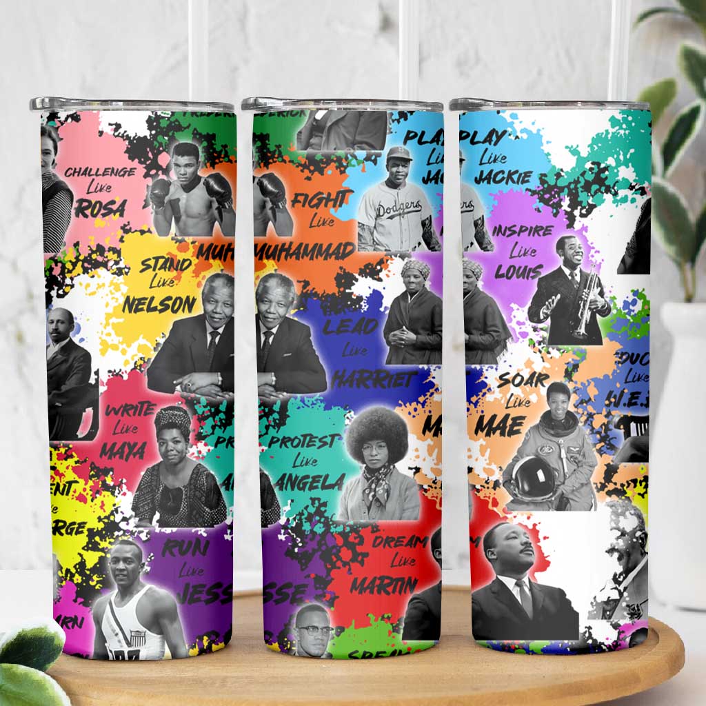 Black History Month African American Skinny Tumbler Paint Splashes DT02