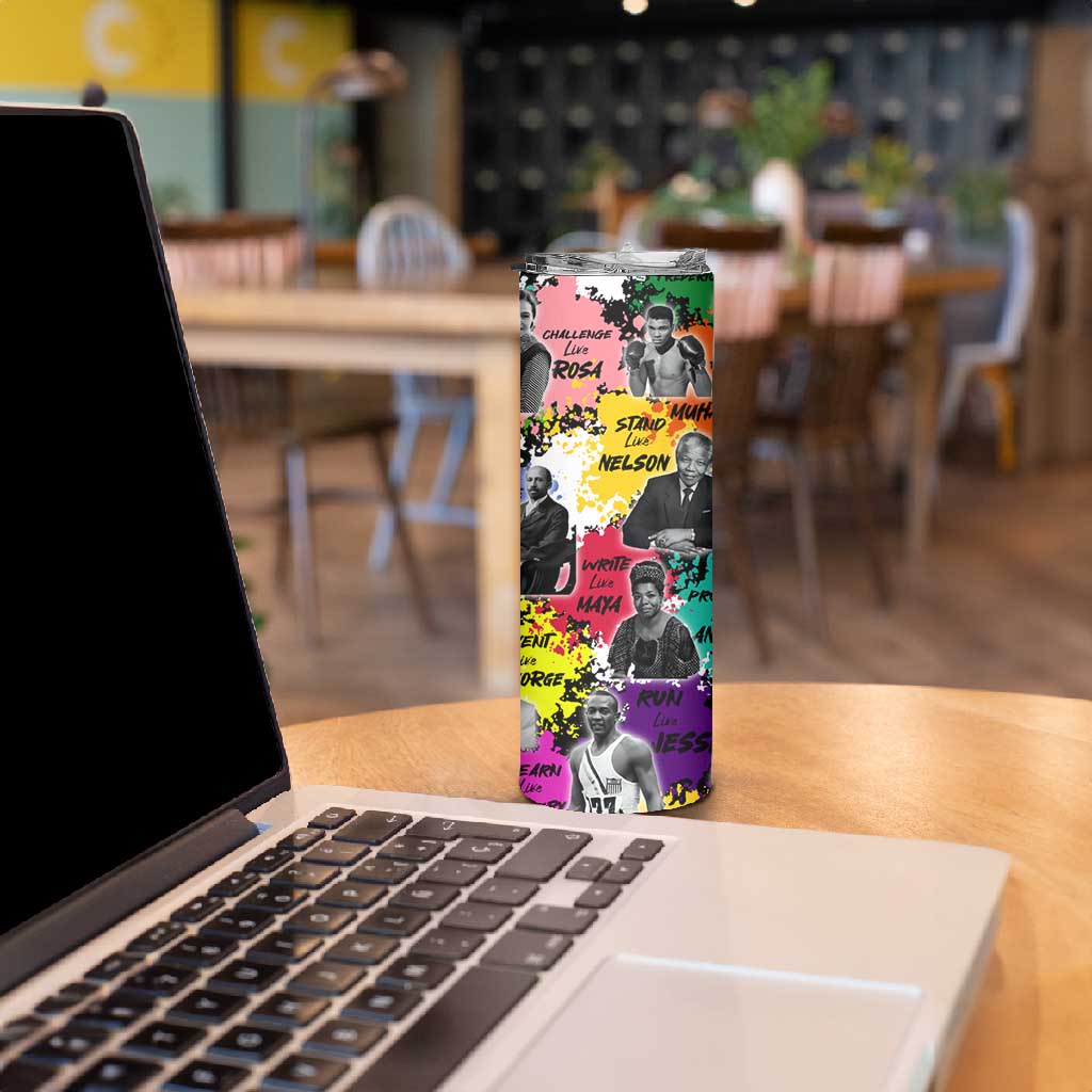 Black History Month African American Skinny Tumbler Paint Splashes DT02