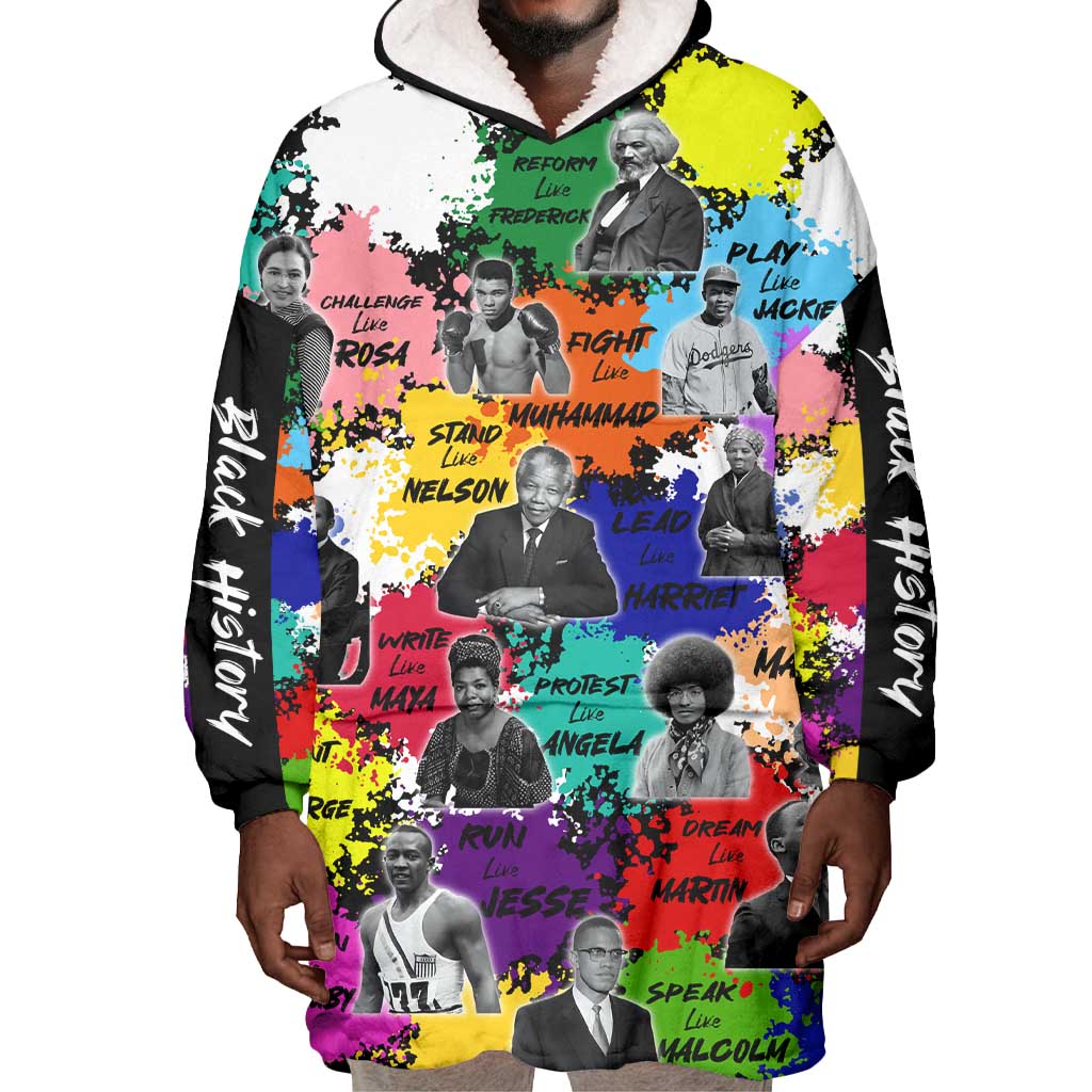 Black History Month African American Wearable Blanket Hoodie Paint Splashes DT02