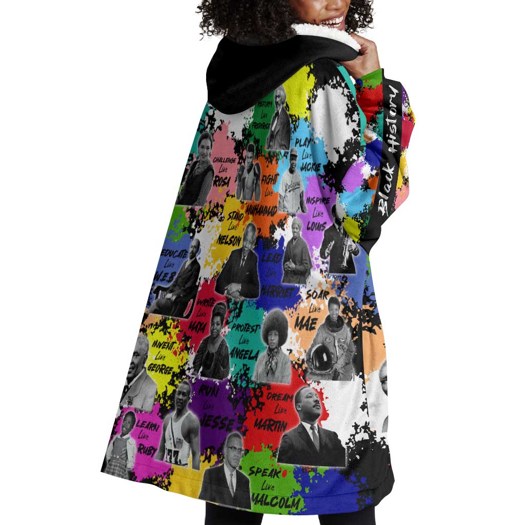 Black History Month African American Wearable Blanket Hoodie Paint Splashes DT02