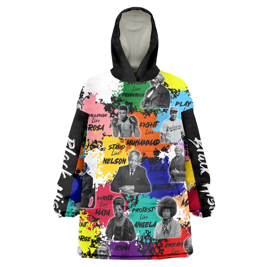 Black History Month African American Wearable Blanket Hoodie Paint Splashes DT02