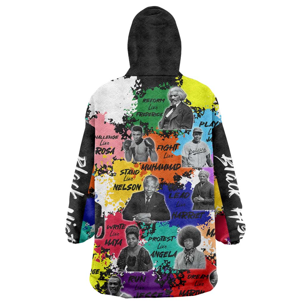 Black History Month African American Wearable Blanket Hoodie Paint Splashes DT02
