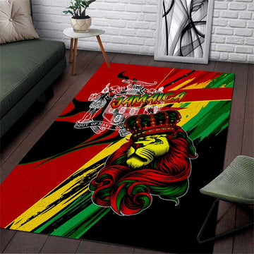 Afro Jamaica Lion Area Rug Coat Of Arms Rastafarianism DT02