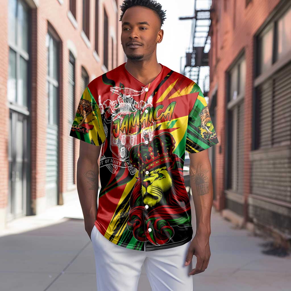 Afro Jamaica Lion Baseball Jersey Coat Of Arms Rastafarianism DT02
