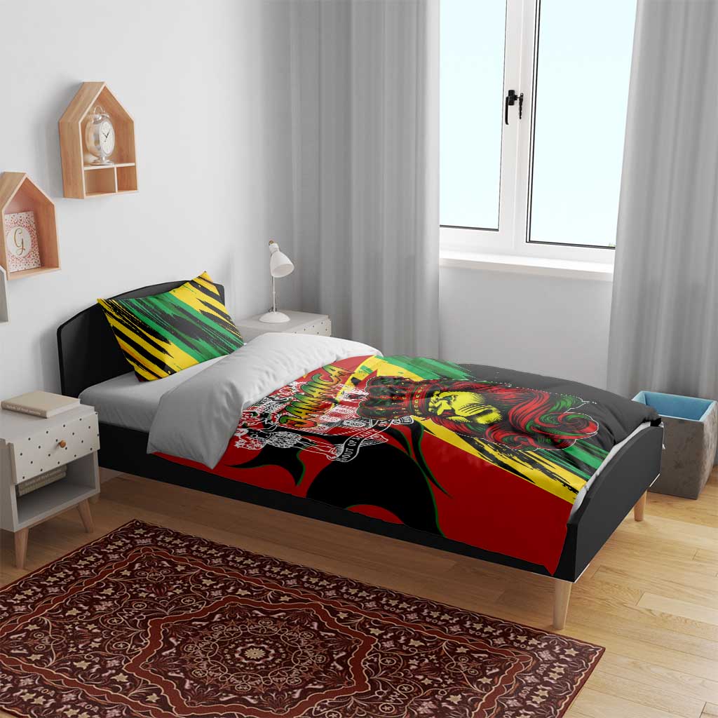 Afro Jamaica Lion Bedding Set Coat Of Arms Rastafarianism DT02