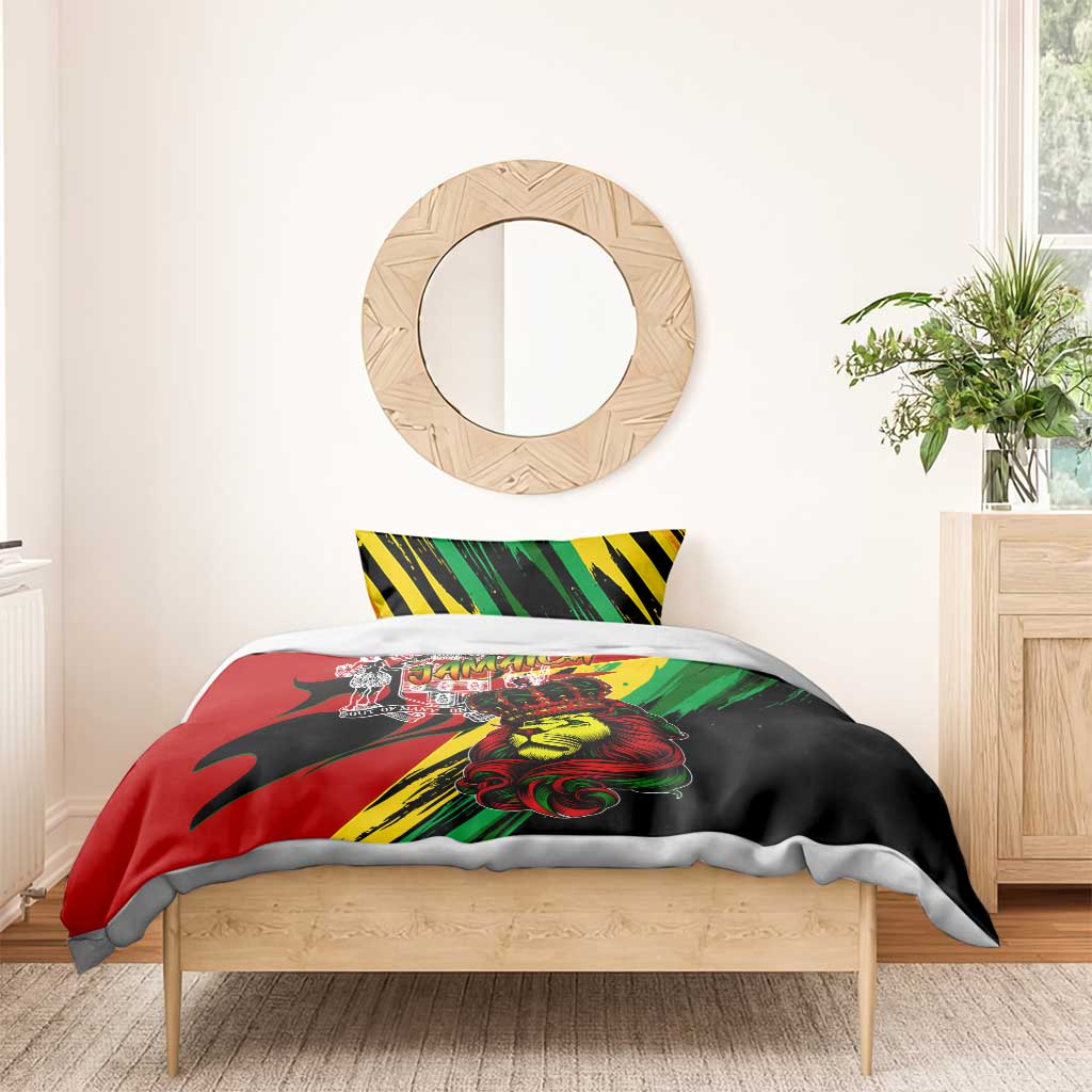 Afro Jamaica Lion Bedding Set Coat Of Arms Rastafarianism DT02