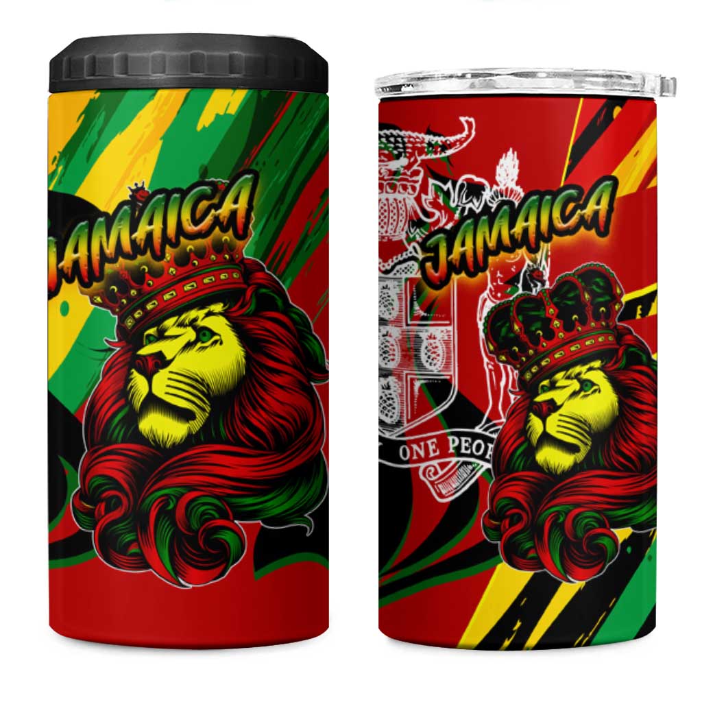 Afro Jamaica Lion 4 in 1 Can Cooler Tumbler Coat Of Arms Rastafarianism DT02