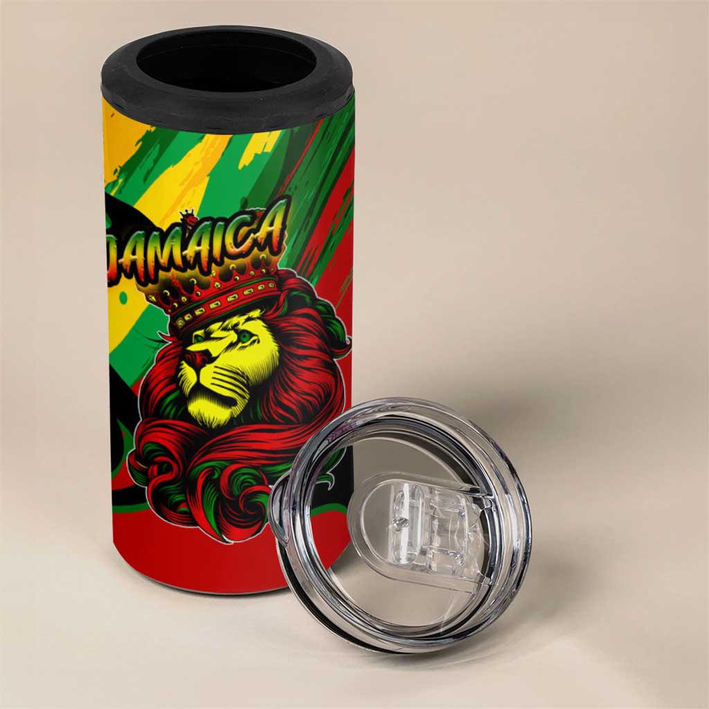 Afro Jamaica Lion 4 in 1 Can Cooler Tumbler Coat Of Arms Rastafarianism DT02