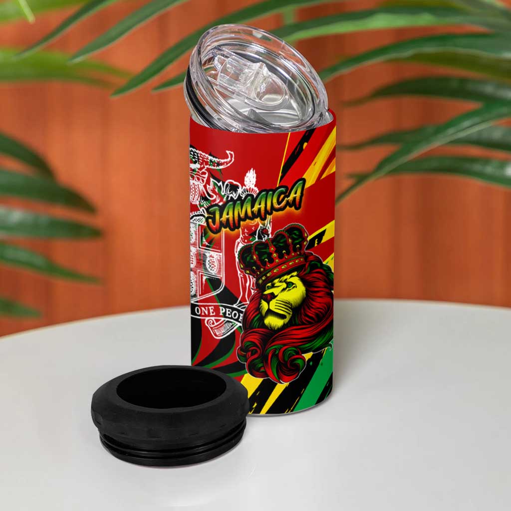 Afro Jamaica Lion 4 in 1 Can Cooler Tumbler Coat Of Arms Rastafarianism DT02