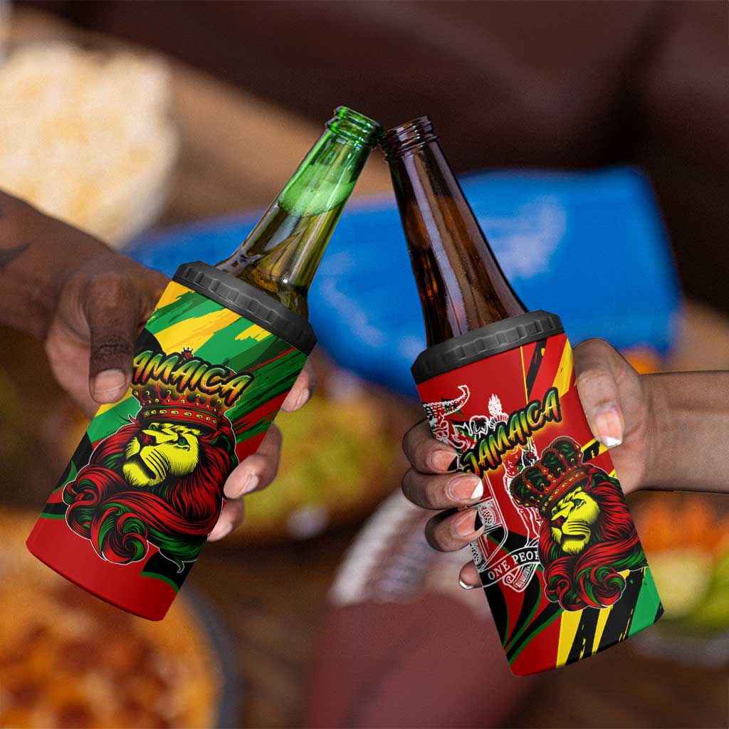 Afro Jamaica Lion 4 in 1 Can Cooler Tumbler Coat Of Arms Rastafarianism DT02