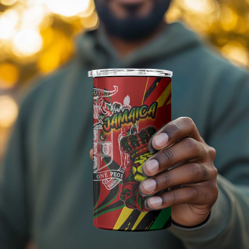 Afro Jamaica Lion 4 in 1 Can Cooler Tumbler Coat Of Arms Rastafarianism DT02