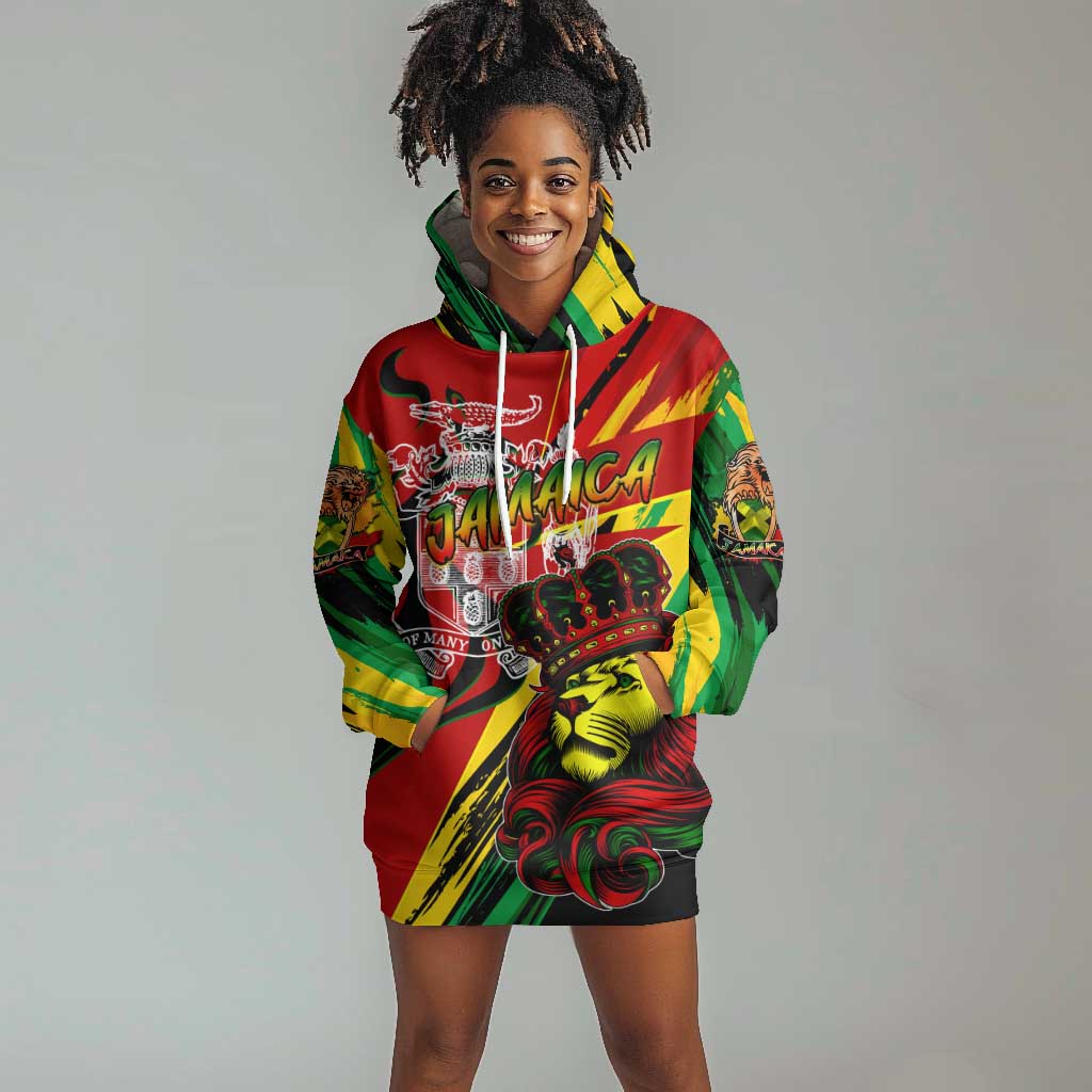 Afro Jamaica Lion Hoodie Dress Coat Of Arms Rastafarianism DT02
