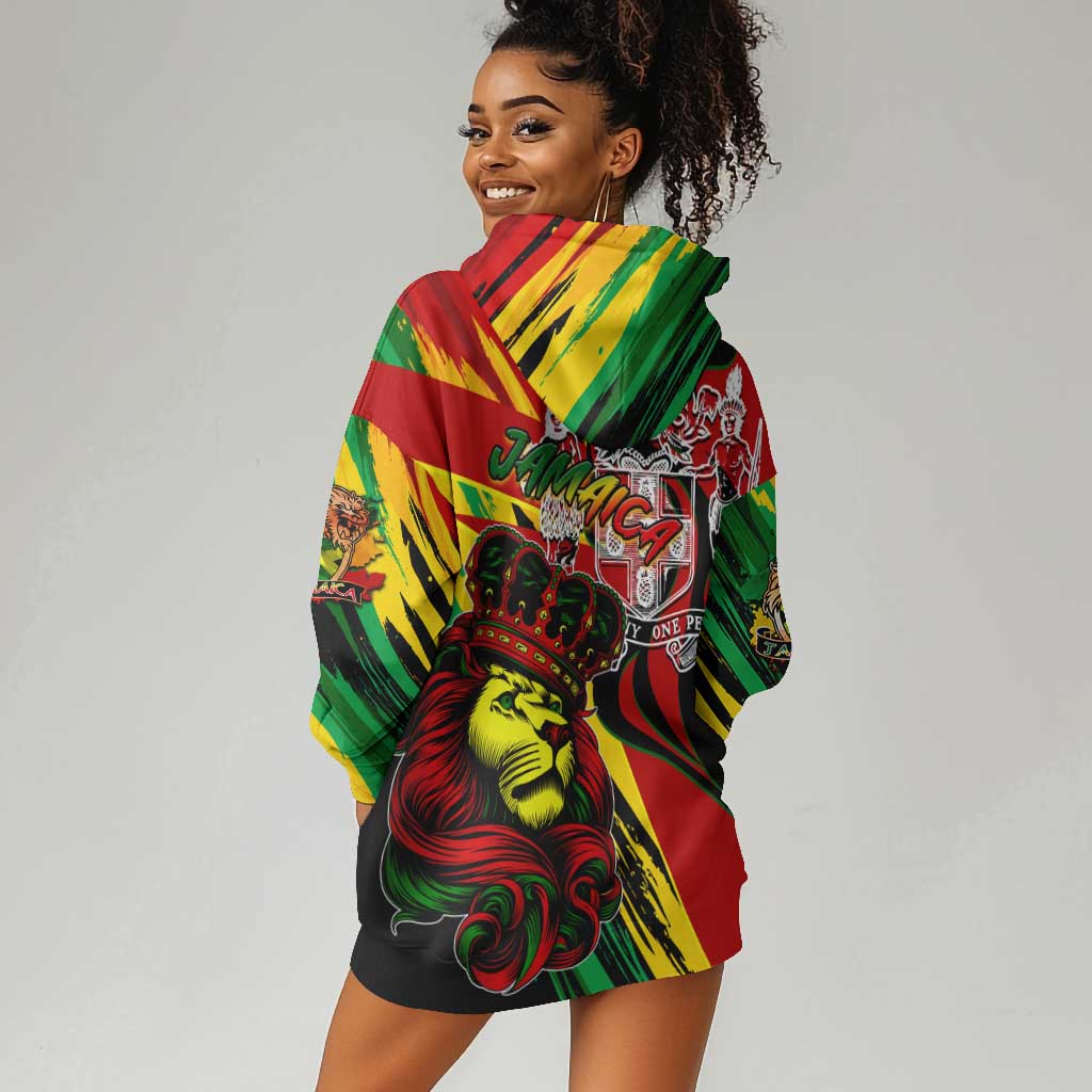 Afro Jamaica Lion Hoodie Dress Coat Of Arms Rastafarianism DT02