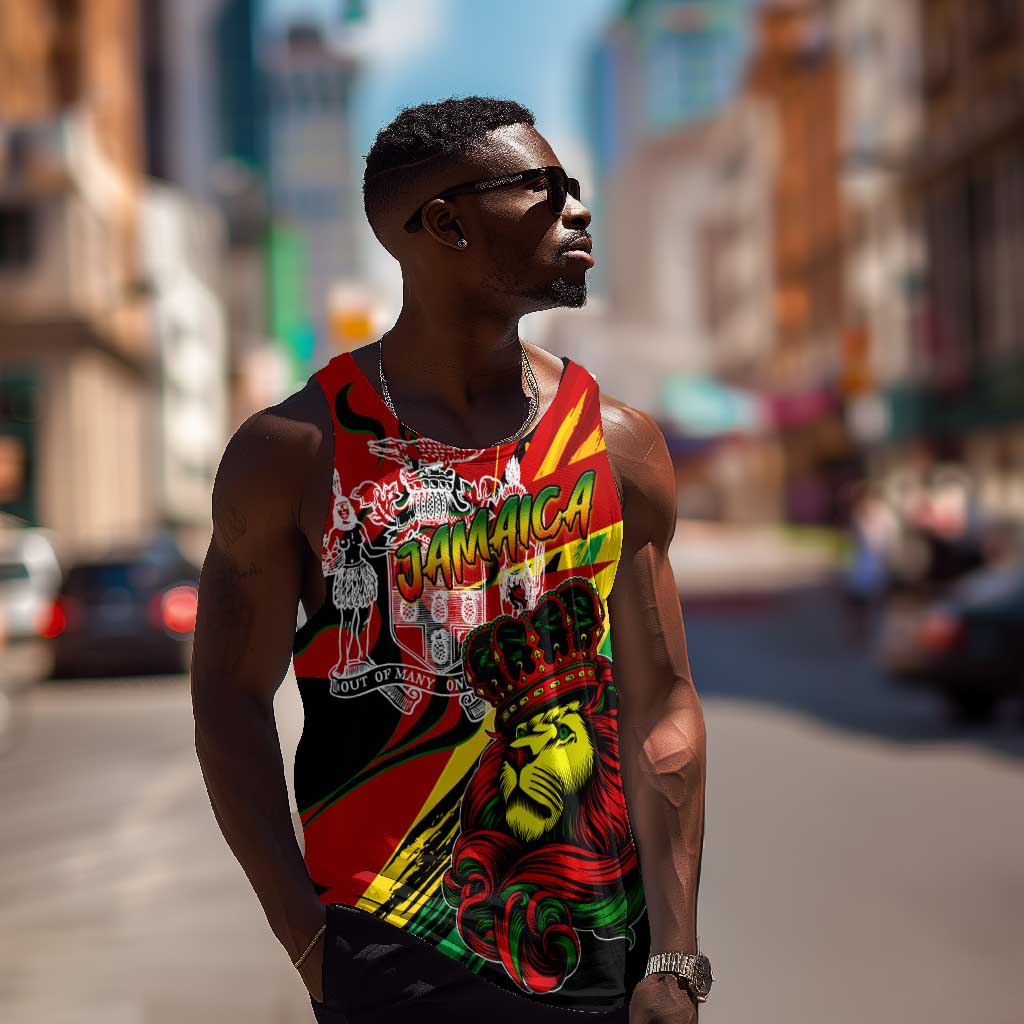 Afro Jamaica Lion Men Tank Top Coat Of Arms Rastafarianism DT02
