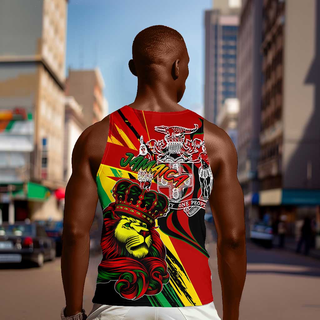 Afro Jamaica Lion Men Tank Top Coat Of Arms Rastafarianism DT02