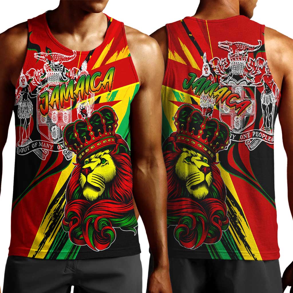 Afro Jamaica Lion Men Tank Top Coat Of Arms Rastafarianism DT02