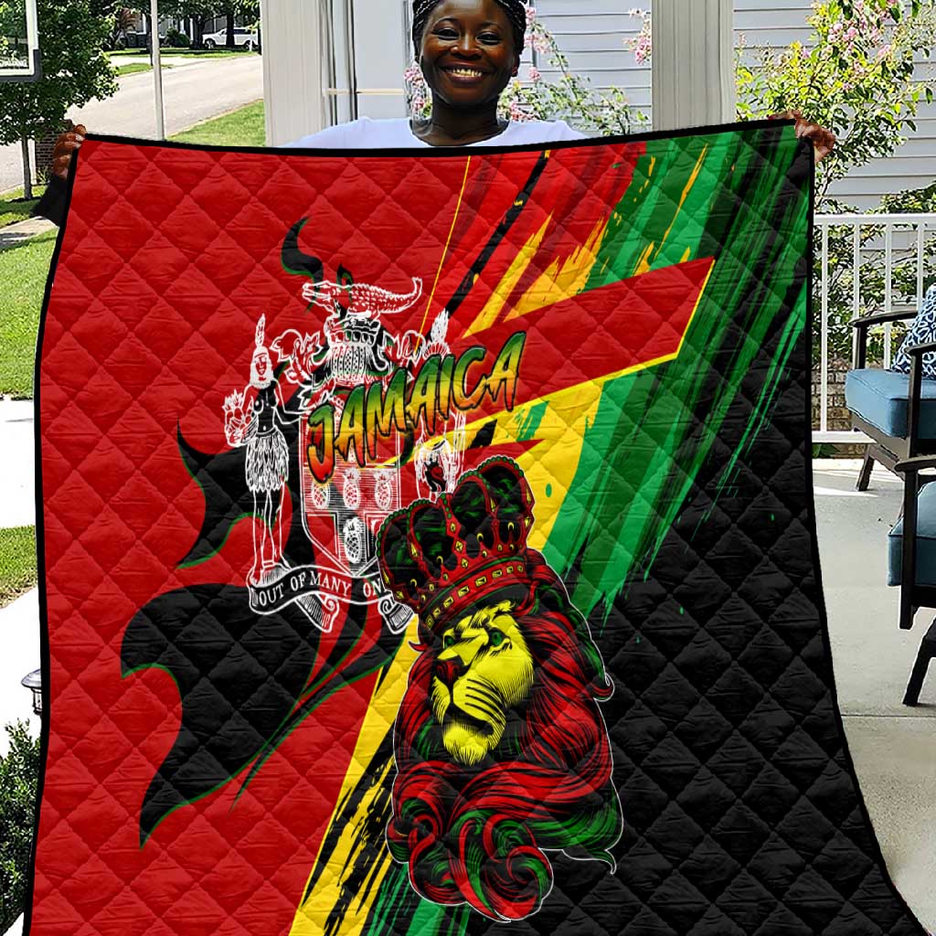Afro Jamaica Lion Quilt Coat Of Arms Rastafarianism DT02