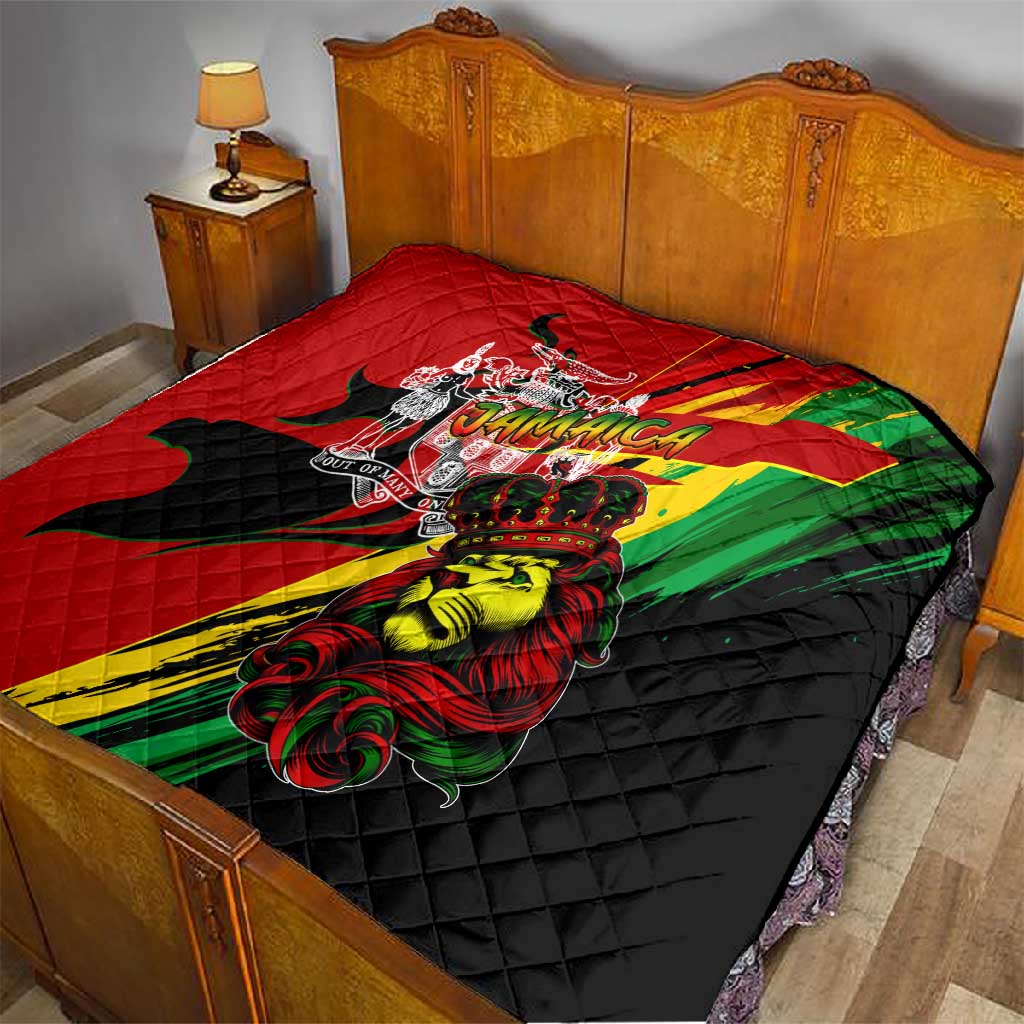 Afro Jamaica Lion Quilt Coat Of Arms Rastafarianism DT02