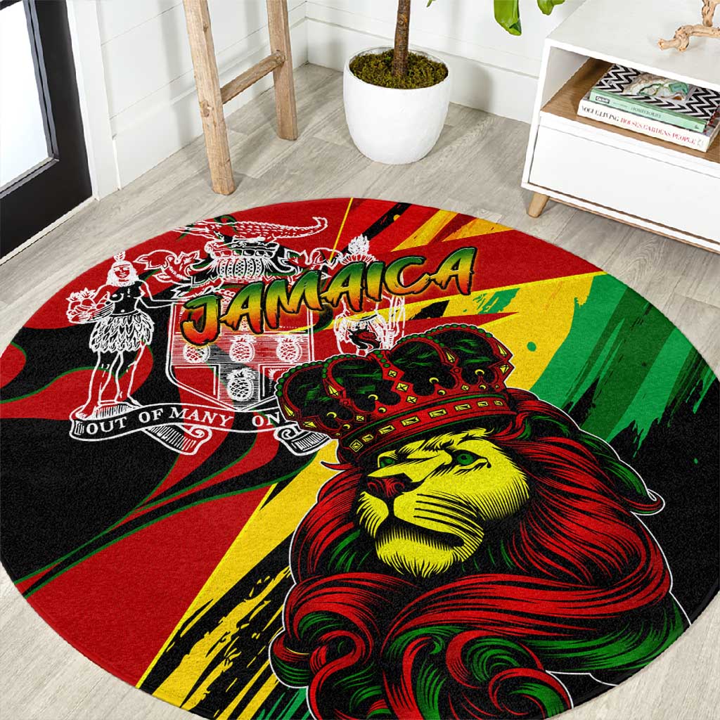 Afro Jamaica Lion Round Carpet Coat Of Arms Rastafarianism DT02