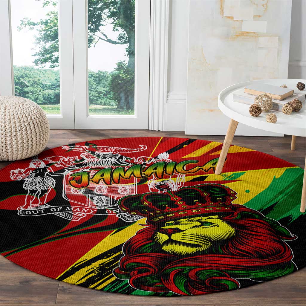Afro Jamaica Lion Round Carpet Coat Of Arms Rastafarianism DT02