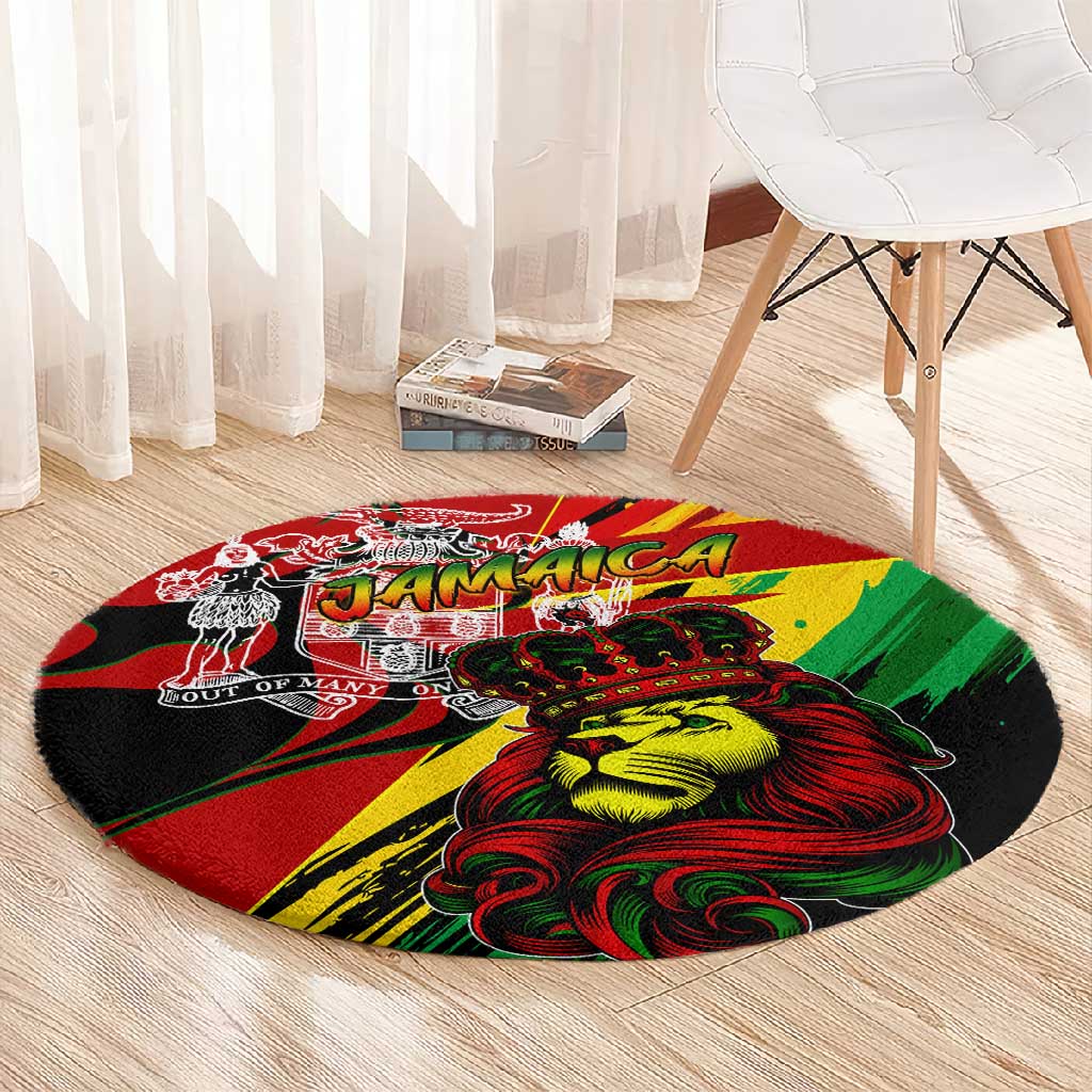 Afro Jamaica Lion Round Carpet Coat Of Arms Rastafarianism DT02