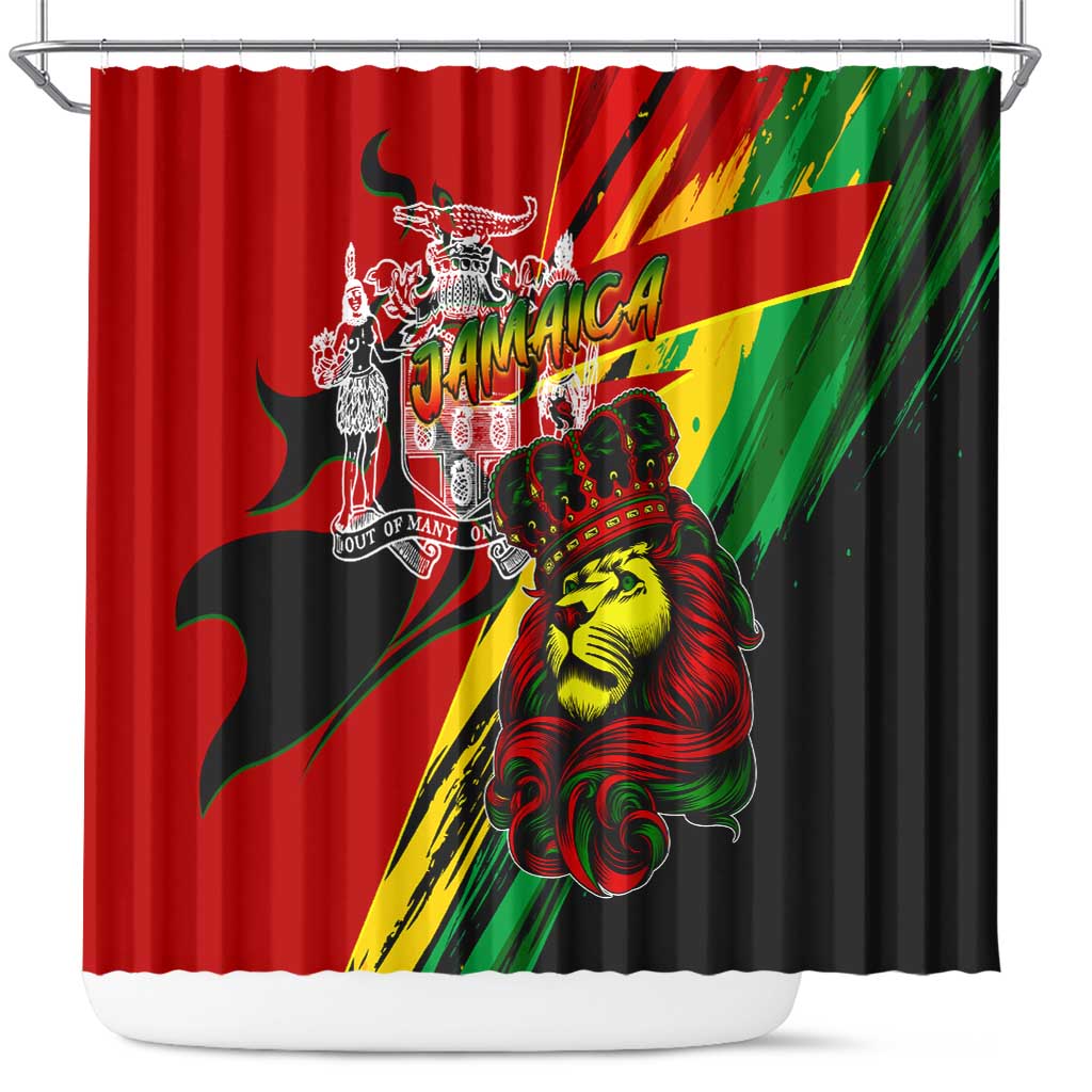 Jamaica Lion Shower Curtain Coat Of Arms Rastafarianism DT02
