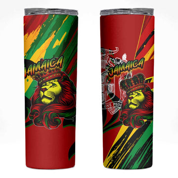Afro Jamaica Lion Skinny Tumbler Coat Of Arms Rastafarianism DT02