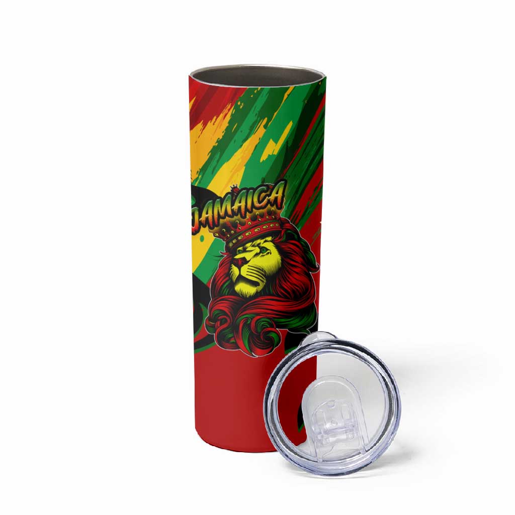 Afro Jamaica Lion Skinny Tumbler Coat Of Arms Rastafarianism DT02