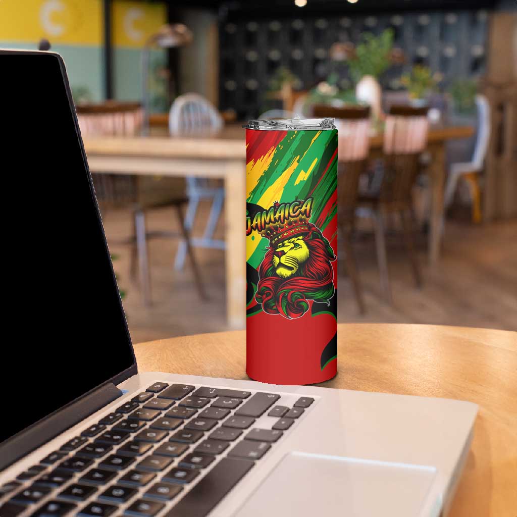 Afro Jamaica Lion Skinny Tumbler Coat Of Arms Rastafarianism DT02
