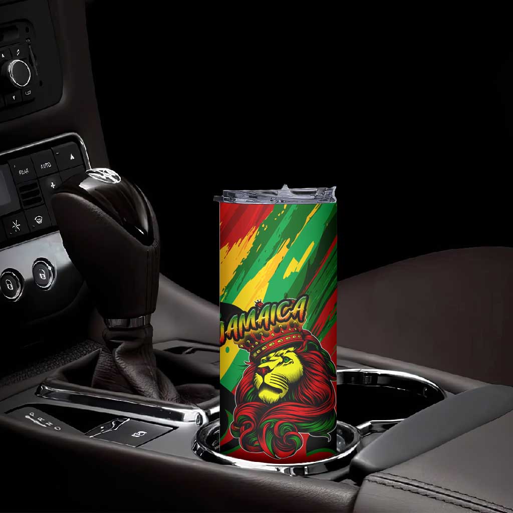 Afro Jamaica Lion Skinny Tumbler Coat Of Arms Rastafarianism DT02