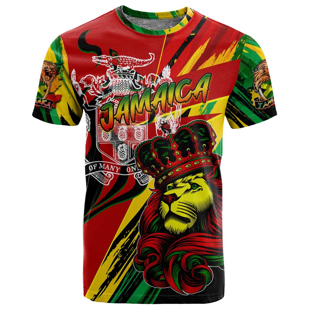Afro Jamaica Lion T shirt Coat Of Arms Rastafarianism DT02