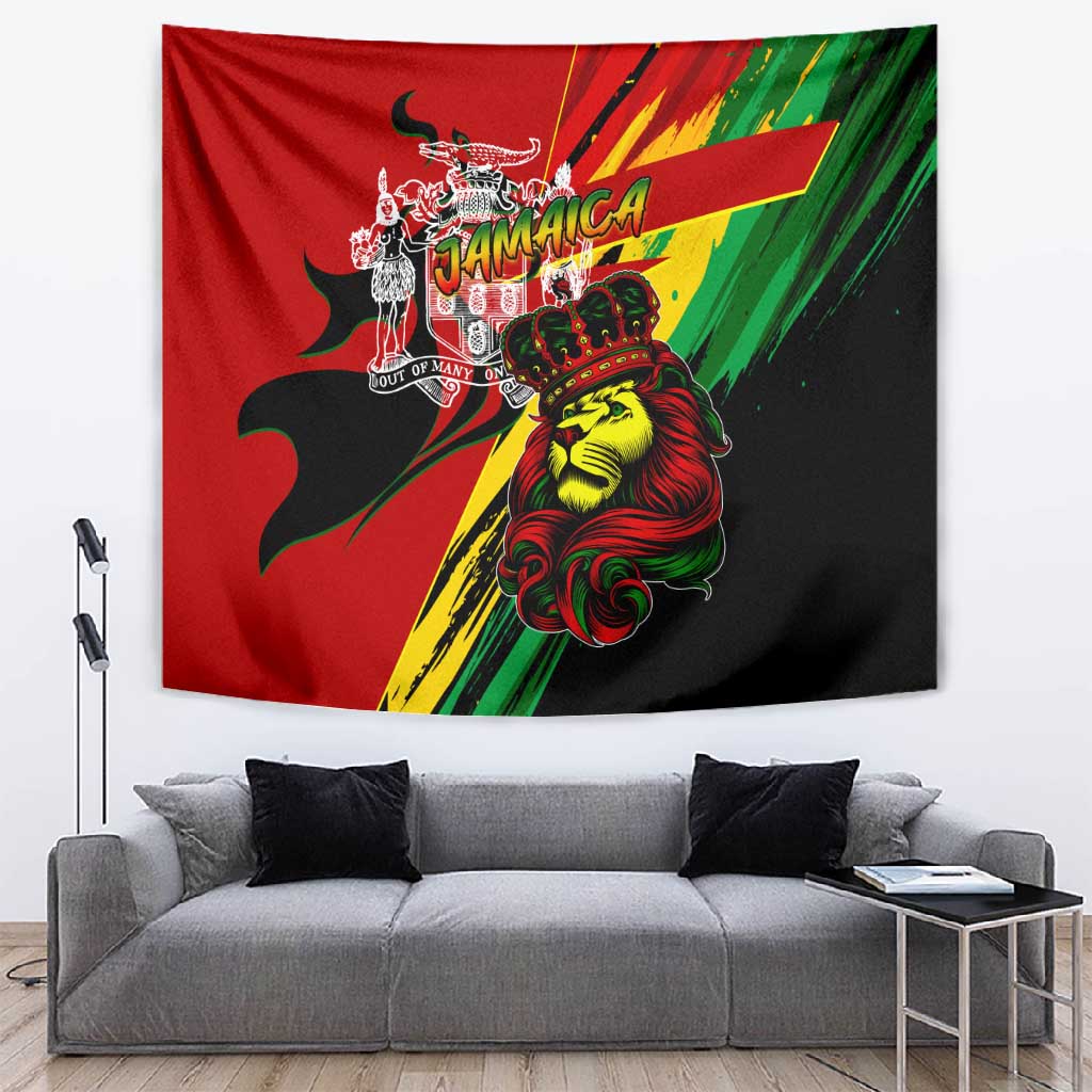 Afro Jamaica Lion Tapestry Coat Of Arms Rastafarianism DT02