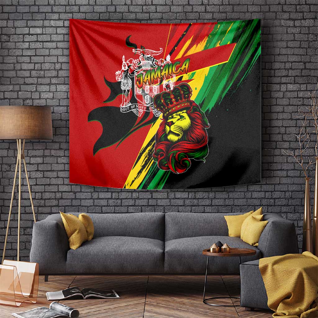 Afro Jamaica Lion Tapestry Coat Of Arms Rastafarianism DT02