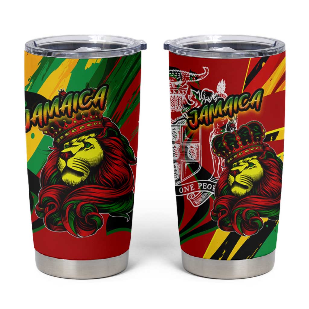 Afro Jamaica Lion Tumbler Cup Coat Of Arms Rastafarianism DT02