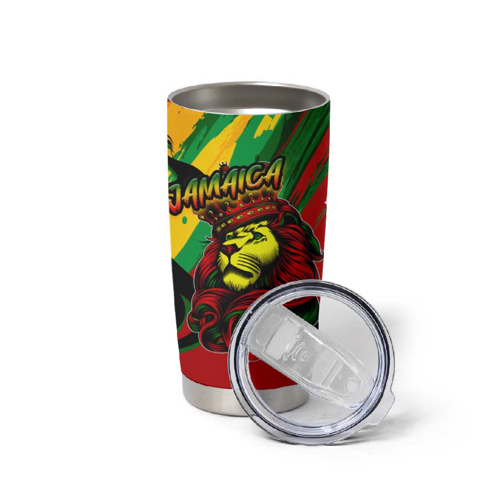 Afro Jamaica Lion Tumbler Cup Coat Of Arms Rastafarianism DT02