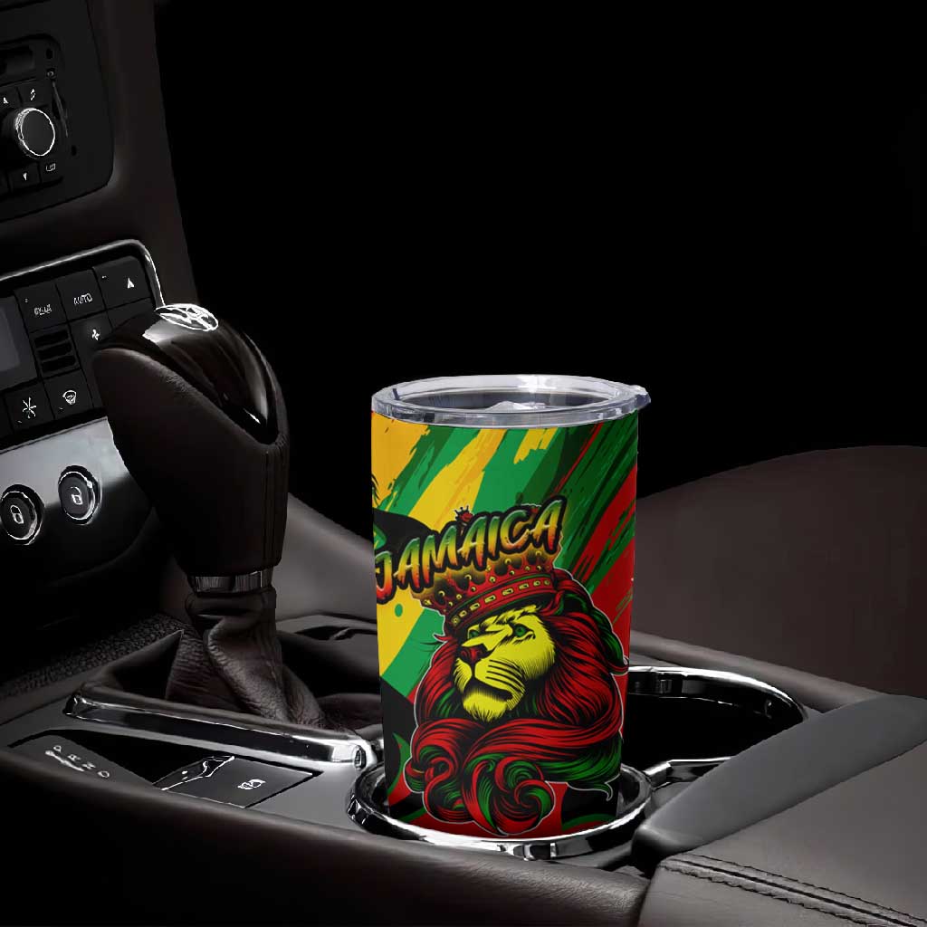 Afro Jamaica Lion Tumbler Cup Coat Of Arms Rastafarianism DT02
