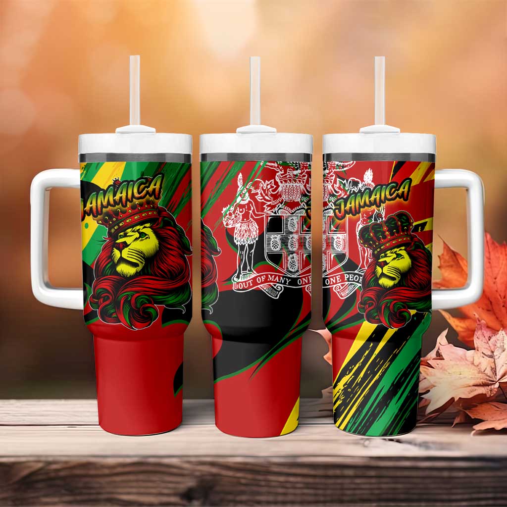 Afro Jamaica Lion Tumbler With Handle Coat Of Arms Rastafarianism DT02