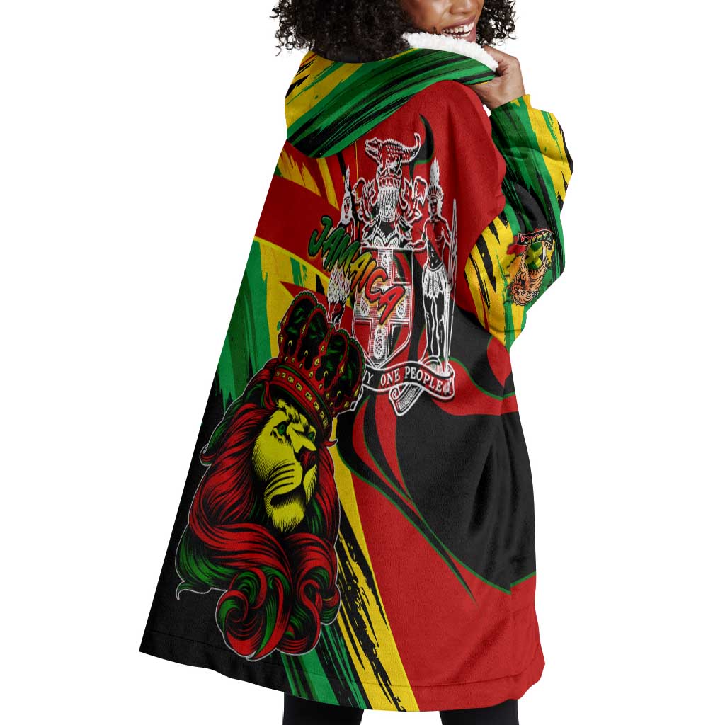 Afro Jamaica Lion Wearable Blanket Hoodie Coat Of Arms Rastafarianism DT02