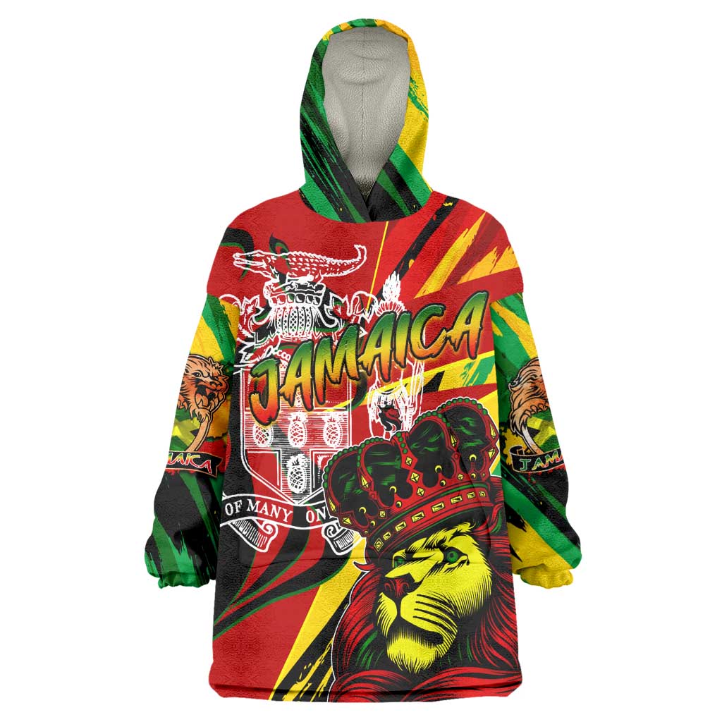 Afro Jamaica Lion Wearable Blanket Hoodie Coat Of Arms Rastafarianism DT02