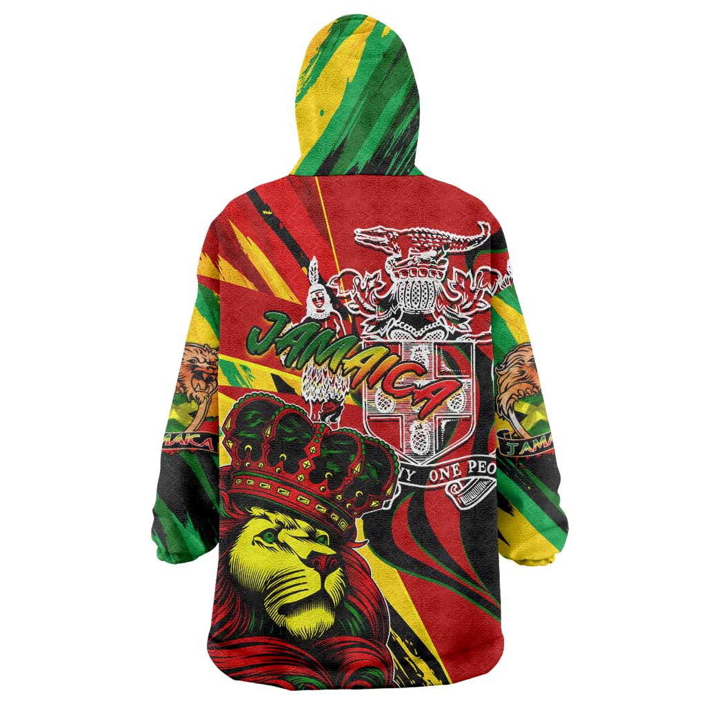Afro Jamaica Lion Wearable Blanket Hoodie Coat Of Arms Rastafarianism DT02